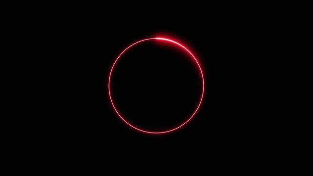 Animated glowing neon circular line frame animation. neon ellipse circle border loop icon. bright glowing load circle outline, ring circle looping animation. 