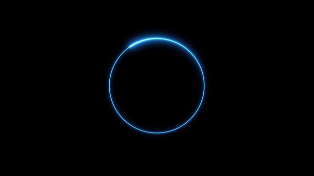 Animated glowing neon circular line frame animation. neon ellipse circle border loop icon. bright glowing load circle outline, ring circle looping animation. 