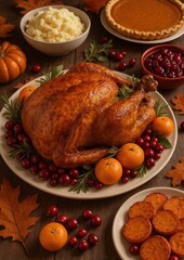 Festive Thanksgiving dinner spread.