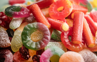 Colorful candies on plate