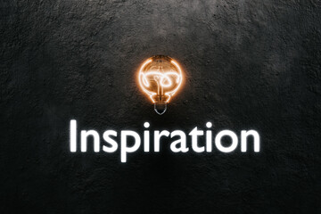A glowing light bulb above the word "inspiration" represents motivation, planning, ideas, and goals.
