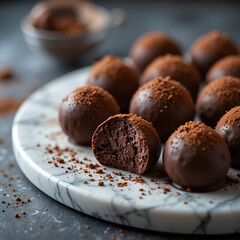chocolate truffles on a plate candies