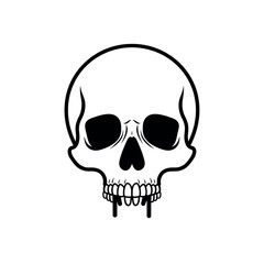 Simple Black and White Skull Illustration.