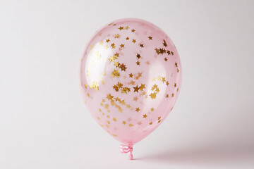 Pink Confetti Balloon filled with golden stars, perfect for celebrations, birthdays, parties, and special events, creates a joyful atmosphere