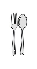 Simple Line Art Illustration of a Fork and Spoon.