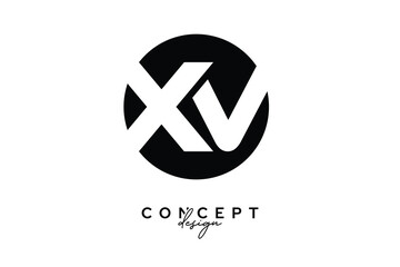 XV Creative Negative Space Circle Monogram Logo Design