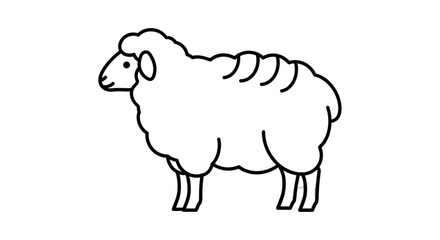 Simple Line Drawing of a Sheep.