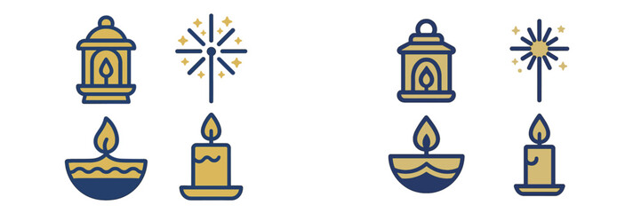 Festive celebration lights and decorative elements including traditional lanterns, sparklers, and burning candles