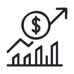 Financial growth with dollar symbol and upward trend. Vector illustration