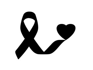 World AIDS Day awareness symbol: red ribbon and heart vector logo isolated on transparent background, PNG cutout for charity campaign design.