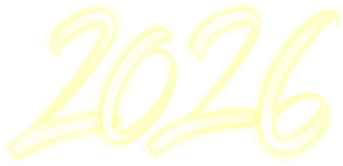 2026 Gold Numbers, Festive New Year Golden Fairy Dust Sign for Sale Banner or Advertising, Yellow Isolated Illustration on Transparent Background