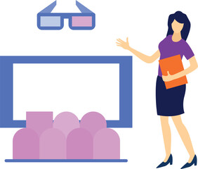 Girl introducing 3d glasses