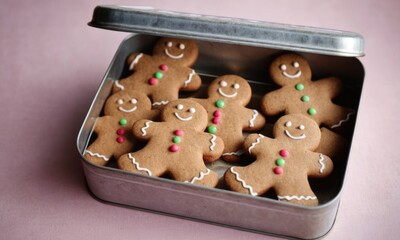 gingerbread cookies in tin box
