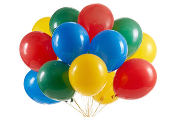 Vibrant bunch of colorful balloons in red, blue, green, and yellow, perfect for celebrations, parties, and cheerful events, ready to uplift any occasion.
