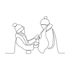 One continuous line drawing of a winter condition activity vector illustration. Winter season design illustration simple linear style vector concept. Great design for campaign and business purpose