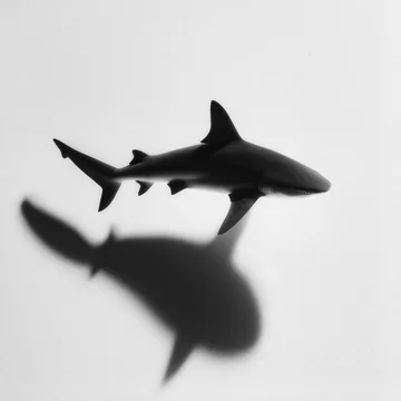 Graphic Underwater Shark Form on White Background