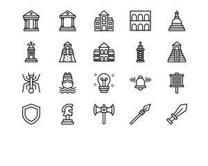 Ancient Civilization Line Vector Icons