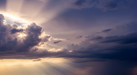 Obraz premium Dramatic Sunset Sky Over Calm Ocean Water.