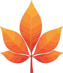 Obraz premium A single, stylized autumn leaf with orange and red tones. A simple vector icon or illustration for fall seasonal designs. Generative AI