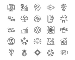 Digital Disruption Line Vector Icons