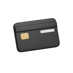 3d black credit card isolated on transparent background