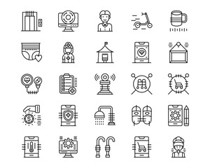 Nursing Home Line Vector Icons