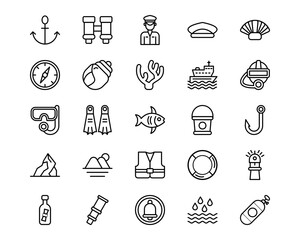 Ocean Line Vector Icons