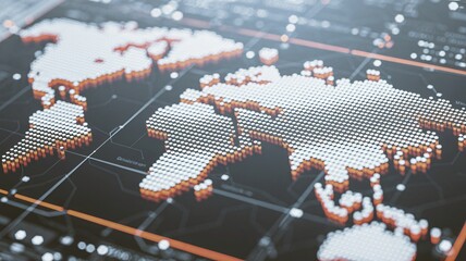 Dynamic digital world map glowing with interconnected data points and futuristic network lines