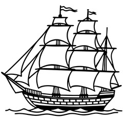 Clipper Ship Line Vector