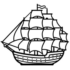 Clipper Ship Line Vector