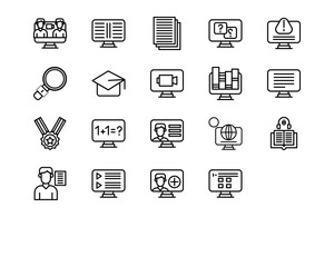 Online Education Line Vector Icons