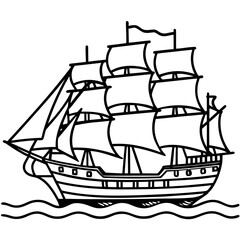 Clipper Ship Line Vector