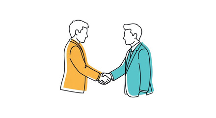 Two businessmen shaking hands in a deal.