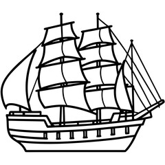 Clipper Ship Line Vector
