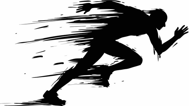 Silhouette of a runner in motion with speed lines illustrating the dynamism and energy of the athlete