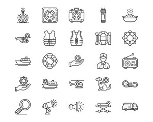 Rescue And Response Line Vector Icons