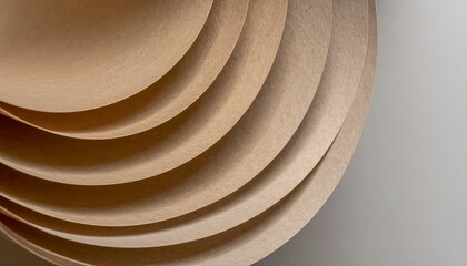 Stacked, curved tan paper sheets