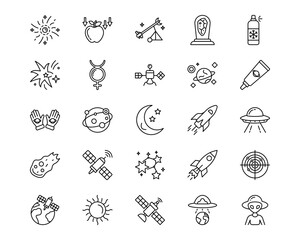 Space Technology Line Vector Icons