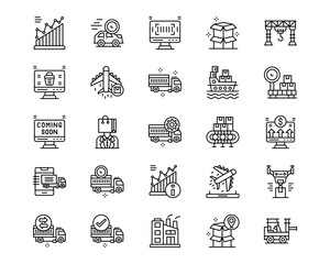 Fototapeta premium Supply Chain Line Vector Icons