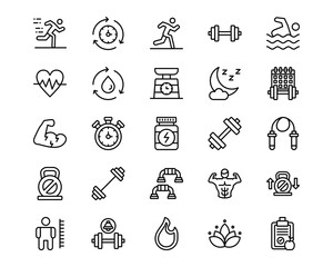 Workout App Line Vector Icons