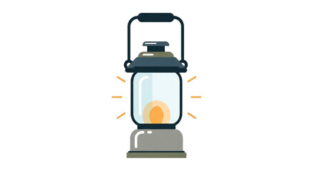 Vintage Camping Lantern with Glowing Flame.