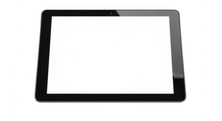 Tablet device with blank screen isolated on transparent background