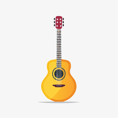 Obraz premium Vibrant Acoustic Guitar Depicted in a Simple Flat Style Against a Plain Background