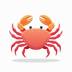 Vibrant Cartoon Crab Illustration: A Playful Depiction of a Coastal Crustacean on White