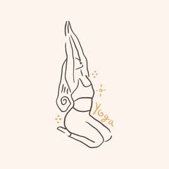 Yoga pose illustration with sparkles and elegant lines, perfect for wellness vector clipart