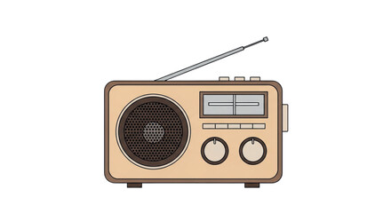 Vintage Wooden Radio with Antenna and Knobs.