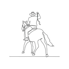 One continuous line drawing of Equestrian activity vector illustration. Equestrian themes illustration in linear style vector concept. Great design for social campaign and animal business purpose.