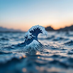 Colorful Abstract Wave Art – Modern Fluid Motion with Geometric Lines, Splashes and Vibrant Gradient Ocean Colors on White Background