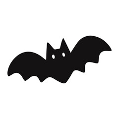 Bat silhouette, isolated on white background. Halloween silhouette black bat - for cricut, design or decor. Vector illustration, traditional Halloween decorative element.