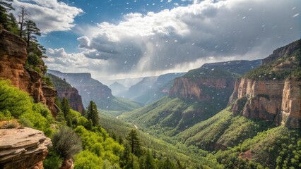 Obraz premium Scenic Canyon Landscape with Snowfall